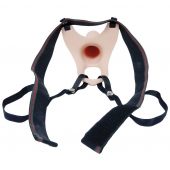 Телесный полый страпон на ремешках - 16,5 см. - Boys of Toys - купить с доставкой в Люберцах