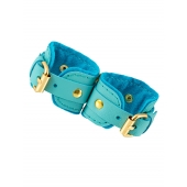 Голубые двуслойные кожаные наручники-браслеты - Pecado - купить с доставкой в Люберцах