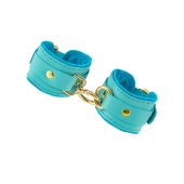 Голубые двуслойные кожаные наручники-браслеты - Pecado - купить с доставкой в Люберцах