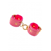 Розовые двуслойные кожаные наручники-браслеты - Pecado - купить с доставкой в Люберцах