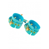 Голубые однослойные кожаные наручники - Pecado - купить с доставкой в Люберцах