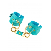 Голубые однослойные кожаные наручники - Pecado - купить с доставкой в Люберцах