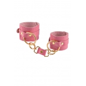 Розовые однослойные кожаные наручники - Pecado - купить с доставкой в Люберцах