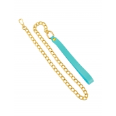 Голубой кожаный поводок с карабином для ошейника - 80 см. - Pecado - купить с доставкой в Люберцах