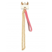 Розовый кожаный поводок с карабином для ошейника - 80 см. - Pecado - купить с доставкой в Люберцах