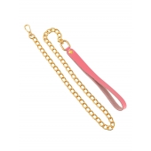 Розовый кожаный поводок с карабином для ошейника - 80 см. - Pecado - купить с доставкой в Люберцах