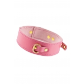 Розовый кожаный однослойный ошейник с прошивкой - Pecado - купить с доставкой в Люберцах