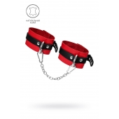 Красно-черные мягкие оковы с одним ремешком и люверсами - Pecado - купить с доставкой в Люберцах