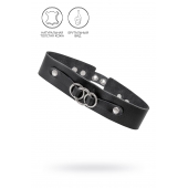 Черный чокер-ошейник со связанными кольцами на подложке - Pecado - купить с доставкой в Люберцах