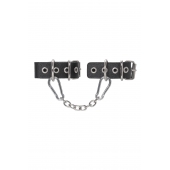 Черные кожаные наручники-браслеты из одного ремешка с люверсами - Pecado - купить с доставкой в Люберцах