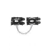 Черные кожаные наручники-браслеты из двух ремешков - Pecado - купить с доставкой в Люберцах