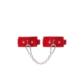 Красные кожаные узкие оковы со скруглёнными углами - Pecado - купить с доставкой в Люберцах