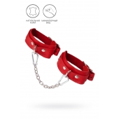 Красные кожаные узкие оковы со скруглёнными углами - Pecado - купить с доставкой в Люберцах