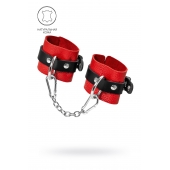 Красно-черные мягкие наручники с одним ремешком с люверсами - Pecado - купить с доставкой в Люберцах