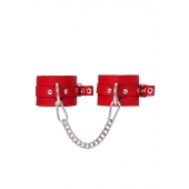 Красные мягкие кожаные оковы с люверсами - Pecado - купить с доставкой в Люберцах