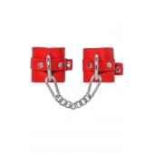 Красные мягкие кожаные наручники с люверсами - Pecado - купить с доставкой в Люберцах