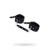 Черные двухслойные кожаные оковы с белой строчкой - Pecado - купить с доставкой в Люберцах