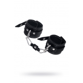 Черные двухслойные наручники с белой строчкой - Pecado - купить с доставкой в Люберцах