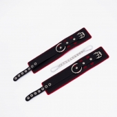 Черно-красные оковы с красной строчкой Sex - Crazy Handmade - купить с доставкой в Люберцах