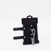 Черные кожаные оковы с хромированной фурнитурой - Crazy Handmade - купить с доставкой в Люберцах