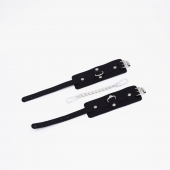 Черные кожаные оковы с хромированной фурнитурой - Crazy Handmade - купить с доставкой в Люберцах