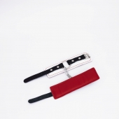 Бело-красные кожаные наручники - Crazy Handmade - купить с доставкой в Люберцах