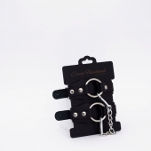 Черные кожаные оковы с кольцом - Crazy Handmade - купить с доставкой в Люберцах