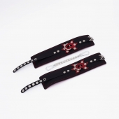 Черные кожаные оковы с красным декором и строчкой - Crazy Handmade - купить с доставкой в Люберцах
