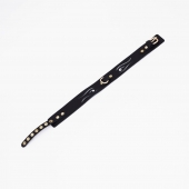 Черный кожаный ошейник с золотистой фурнитурой - Crazy Handmade - купить с доставкой в Люберцах