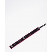 Черно-розовый кожаный ошейник с розовой строчкой - Crazy Handmade - купить с доставкой в Люберцах