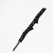 Черный однослойный кожаный ошейник с имитацией воротничка - Crazy Handmade - купить с доставкой в Люберцах