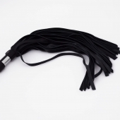 Черный кожаный флоггер со стальной ручкой - 45 см. - Crazy Handmade - купить с доставкой в Люберцах