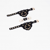 Черные наручники с золотистой фурнитурой - Crazy Handmade - купить с доставкой в Люберцах