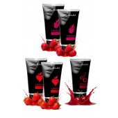 Набор из 5 съедобных лубрикантов JUJU (клубника х 2, малина х 2, вишня) - JuJu - купить с доставкой в Люберцах