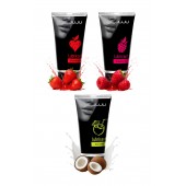 Набор из 3 съедобных лубрикантов JUJU (клубника, малина, кокос) - JuJu - купить с доставкой в Люберцах