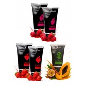 Набор из 5 съедобных лубрикантов JUJU (клубника х 2, малина х 2, тропические фрукты) - JuJu - купить с доставкой в Люберцах