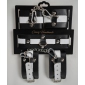 Набор фиксаторов из черной и белой натуральной кожи - Crazy Handmade - купить с доставкой в Люберцах