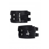 Черные кожаные оковы с двумя перекрёстными ремешками - Pecado - купить с доставкой в Люберцах