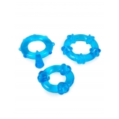 Набор из 3 синих эрекционных колец с различным рельефом - Erowoman-Eroman - в Люберцах купить с доставкой