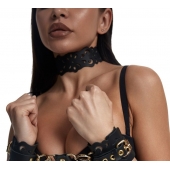 Черный ажурный чокер с золотистой фурнитурой - Crazy Handmade - купить с доставкой в Люберцах