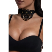 Черный чокер с клепками и золотистой фурнитурой - Crazy Handmade - купить с доставкой в Люберцах