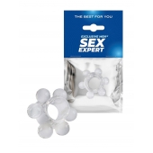 Прозрачное эрекционное кольцо с 6 стимулирующими шариками - Sex Expert - в Люберцах купить с доставкой