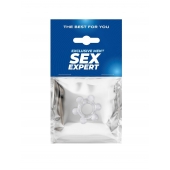Прозрачное эластичное эрекционное кольцо с 6 шариками - Sex Expert - в Люберцах купить с доставкой