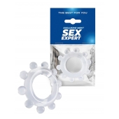 Прозрачное эрекционное кольцо со стимулирующими шариками - Sex Expert - в Люберцах купить с доставкой