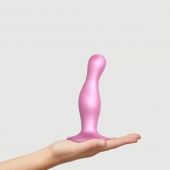 Розовая насадка Strap-On-Me Dildo Plug Curvy size M - Strap-on-me - купить с доставкой в Люберцах