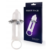 Эластичная насадка на пенис с подхватом мошонки и стимулирующими «ресничками» - Sextaz - в Люберцах купить с доставкой