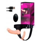 Женский страпон с 2 насадками, вибрацией и пультом ДУ - Erowoman-Eroman - купить с доставкой в Люберцах