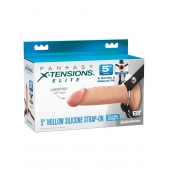 Телесный пустотелый фаллопротез 5’’ Hollow Silicone Strap-On - 14 см. - Pipedream - купить с доставкой в Люберцах