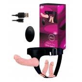 Женский страпон с 3 насадками и вибрацией - Erowoman-Eroman - купить с доставкой в Люберцах