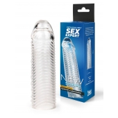 Прозрачная закрытая насадка на пенис с ребрышками - 16 см. - Sex Expert - в Люберцах купить с доставкой